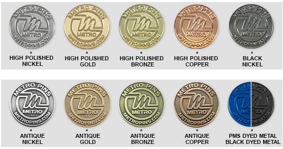 Plating Options | Metal Trading Pins & Coins by Metro Pins