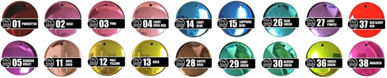Shiny colored metallic plating chart
